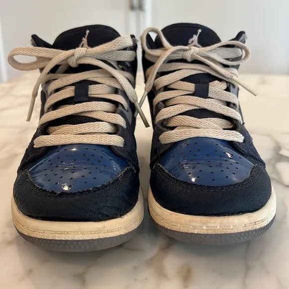 Little Kids Air Jordan 1 Mid SE Craft - Obsidian White Fr Blue - size 1Y w box