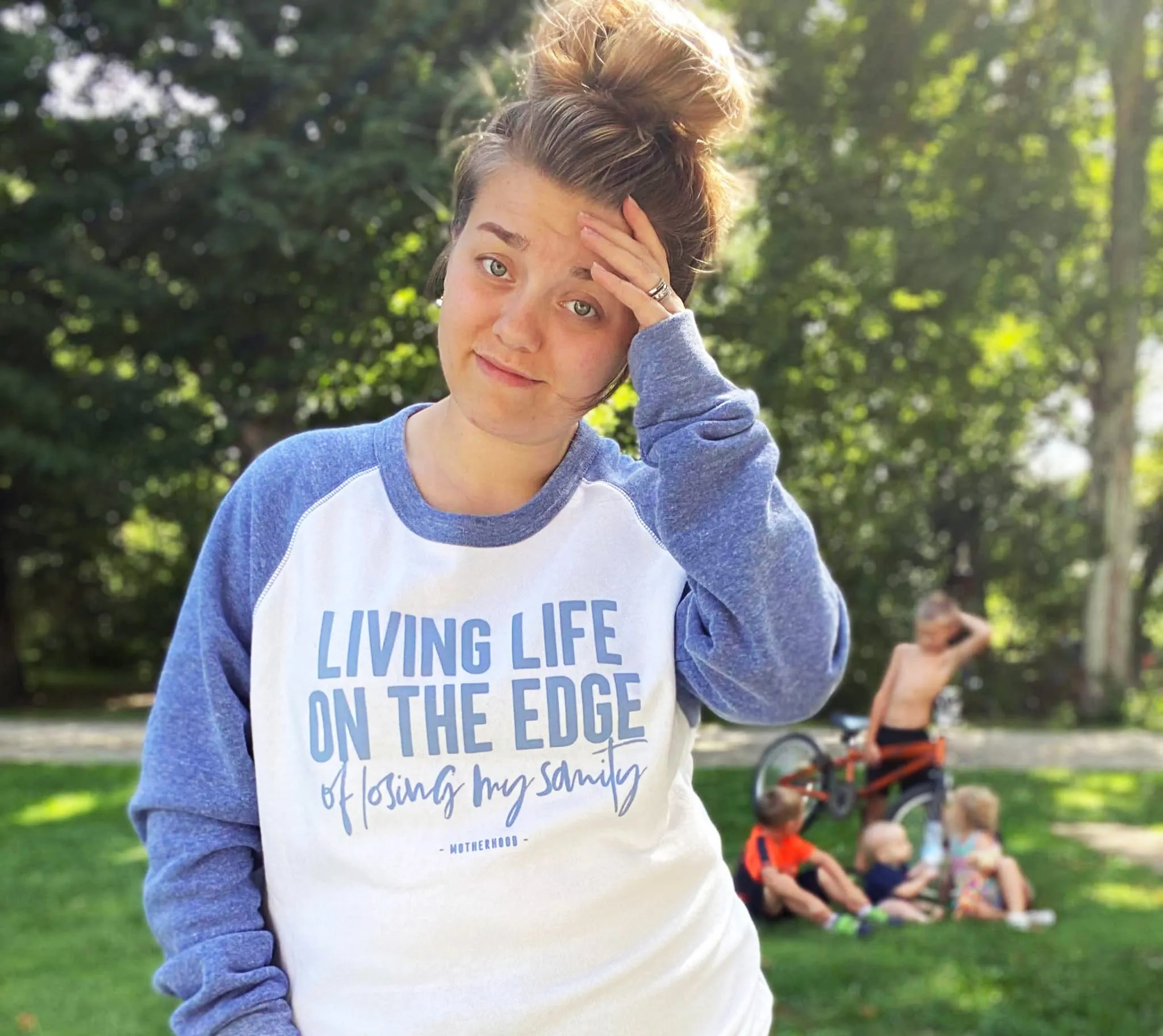Living Life On The Edge Unisex Crewneck Sweatshirt (Eco Pacific   Chambray)