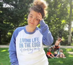 Living Life On The Edge Unisex Crewneck Sweatshirt (Eco Pacific   Chambray)
