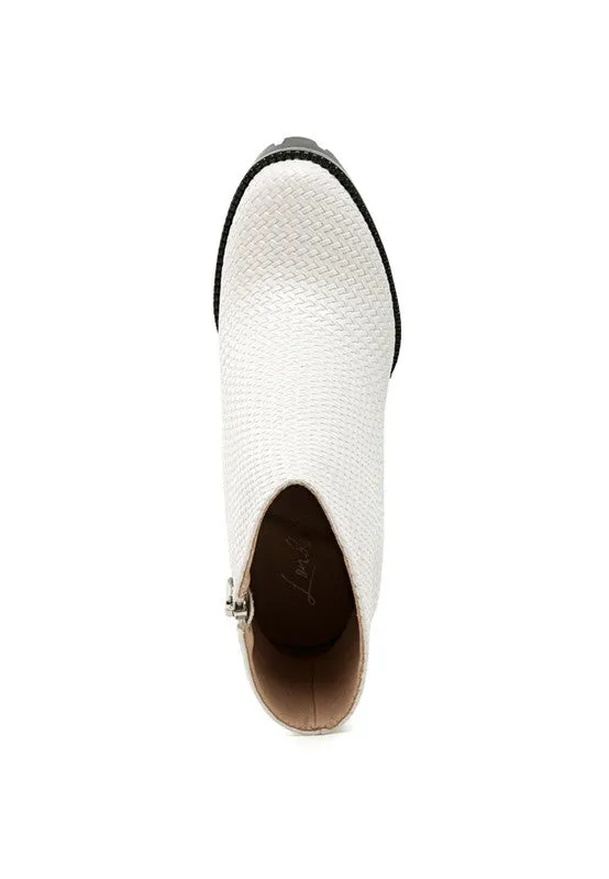 London Rag Solid Texture Block Heel Boot