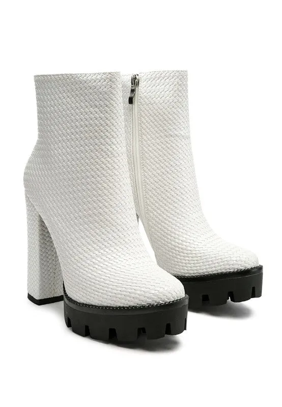 London Rag Solid Texture Block Heel Boot