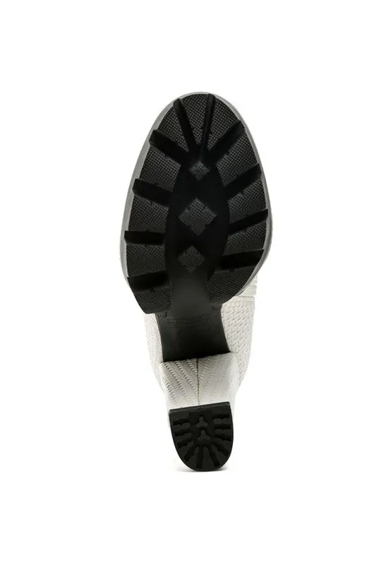 London Rag Solid Texture Block Heel Boot
