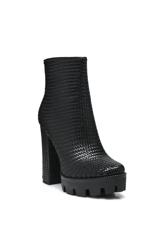 London Rag Solid Texture Block Heel Boot