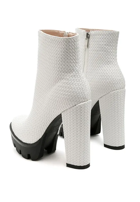 London Rag Solid Texture Block Heel Boot