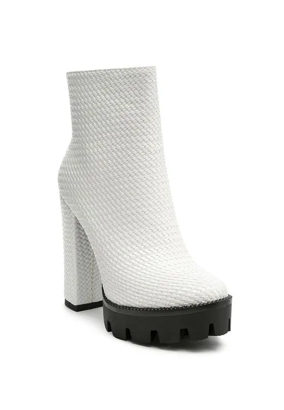 London Rag Solid Texture Block Heel Boot