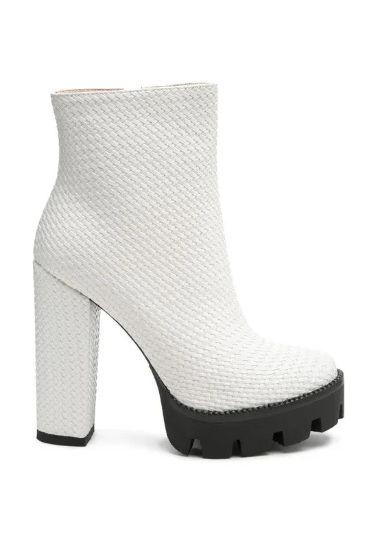 London Rag Solid Texture Block Heel Boot