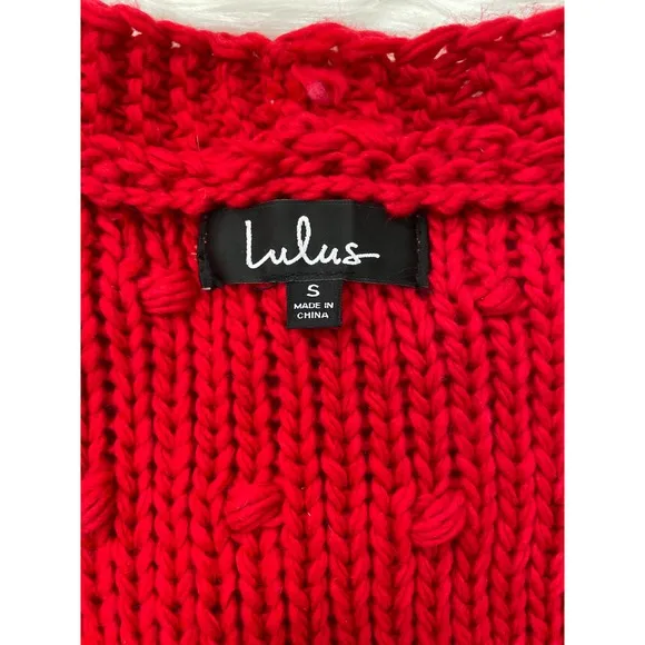 Lulus Colorblock Fringe Knit Cardigan Sz S Cable Knit Tassel