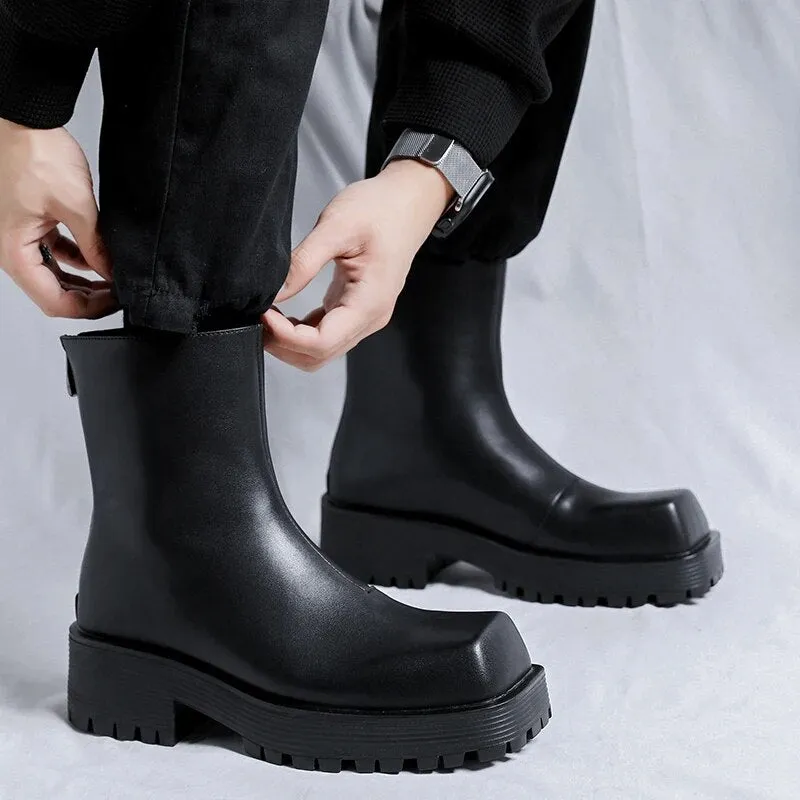 Luxury High Top Shoes with Thick Soled Platform for Men's Boots