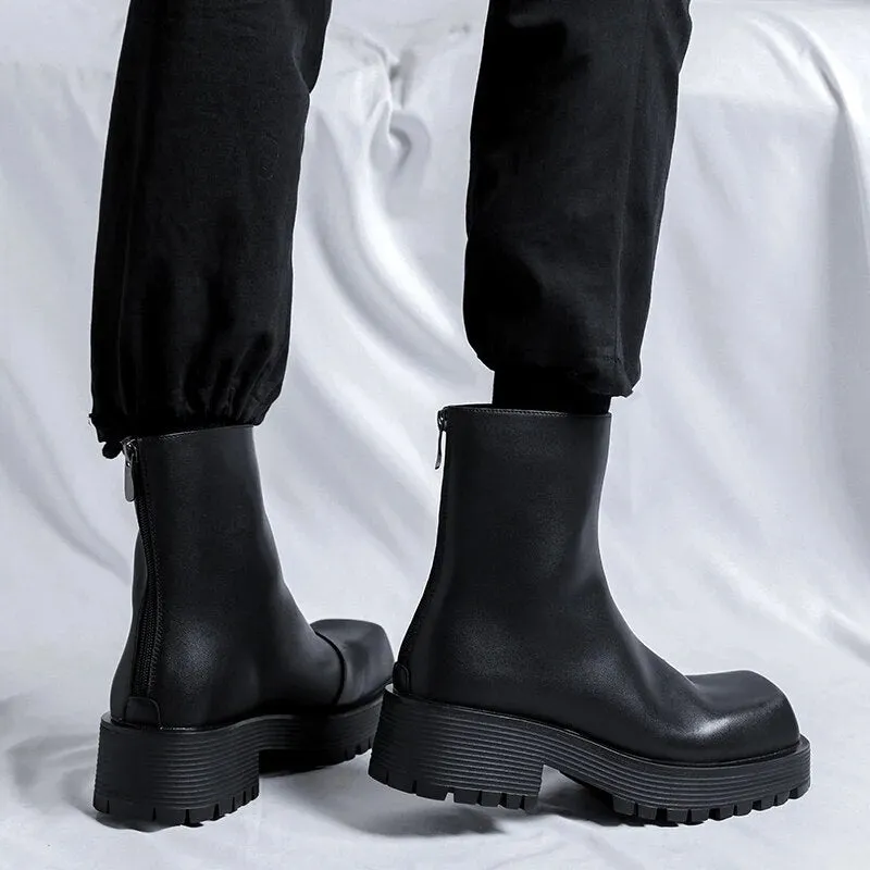 Luxury High Top Shoes with Thick Soled Platform for Men's Boots
