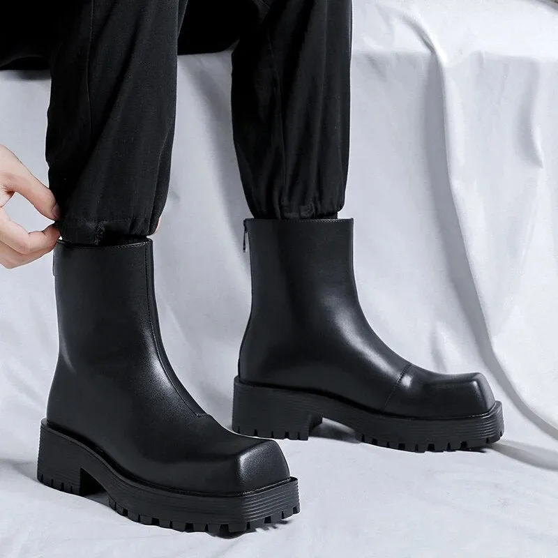 Luxury High Top Shoes with Thick Soled Platform for Men's Boots
