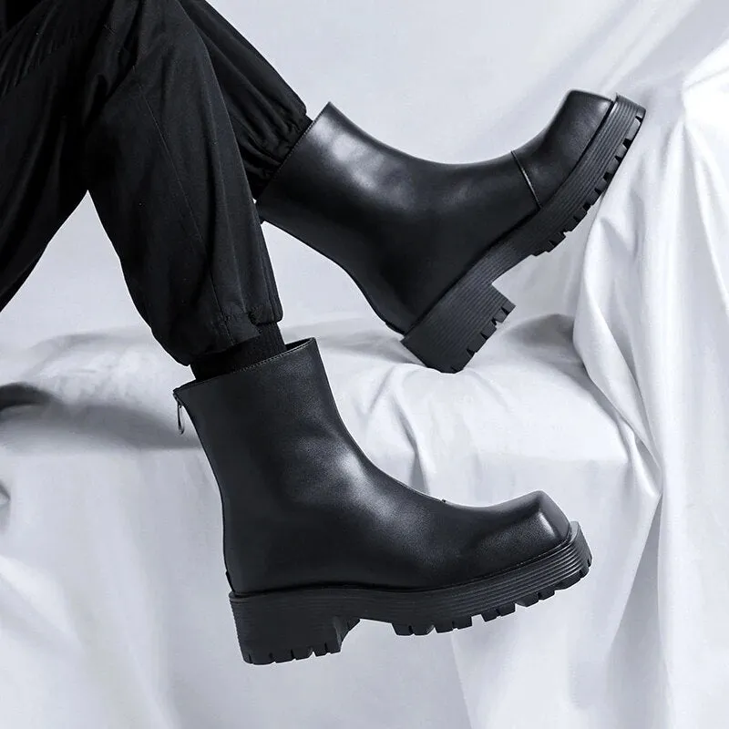 Luxury High Top Shoes with Thick Soled Platform for Men's Boots