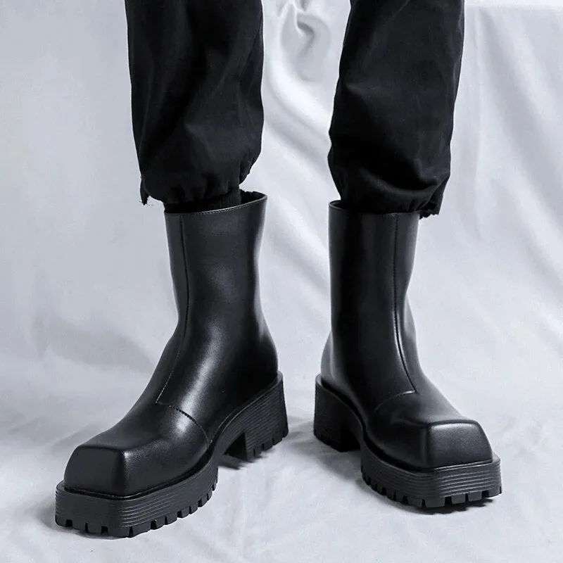 Luxury High Top Shoes with Thick Soled Platform for Men's Boots