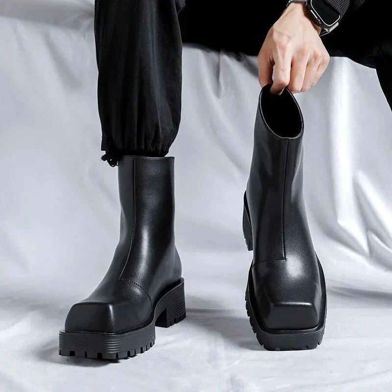 Luxury High Top Shoes with Thick Soled Platform for Men's Boots