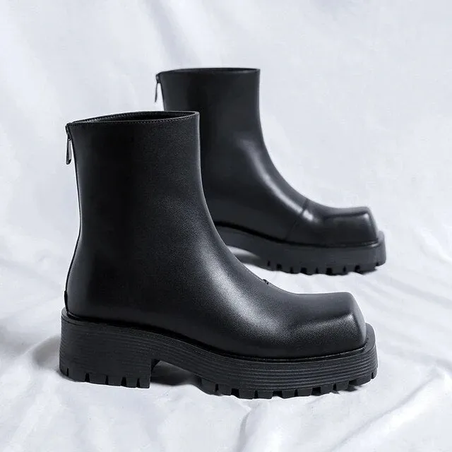 Luxury High Top Shoes with Thick Soled Platform for Men's Boots