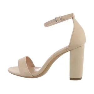 Mabel Nude Ankle Strap Block High Heels