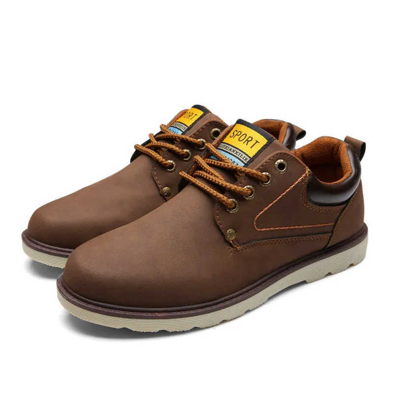Man Autumn Winter Shoes Leather Men Ankle Boot Fashion Casual Shoe Lace-up Round Toe Safety Work Martin Boots