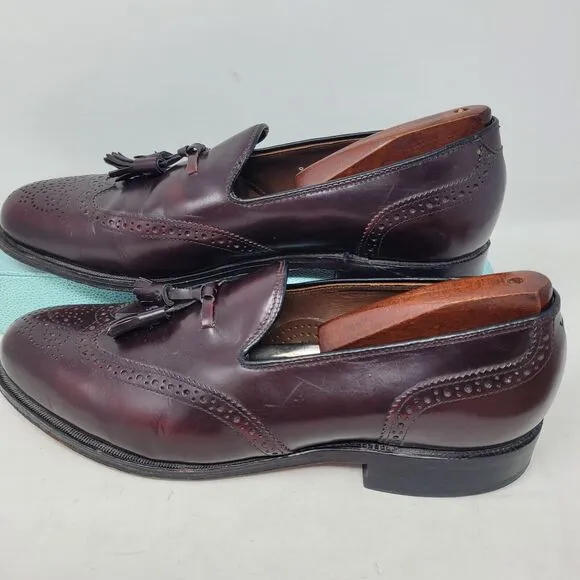 Marshall Field's Mens Wingtip Cordovan Tassel Loafers Italy Sz 9 D Vintage 99%