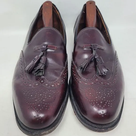 Marshall Field's Mens Wingtip Cordovan Tassel Loafers Italy Sz 9 D Vintage 99%