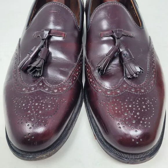 Marshall Field's Mens Wingtip Cordovan Tassel Loafers Italy Sz 9 D Vintage 99%