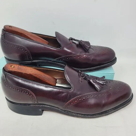 Marshall Field's Mens Wingtip Cordovan Tassel Loafers Italy Sz 9 D Vintage 99%