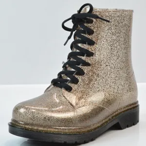 Martin Rain Boots Fashion Ladies Flat-heel Solid Color Rain Boots