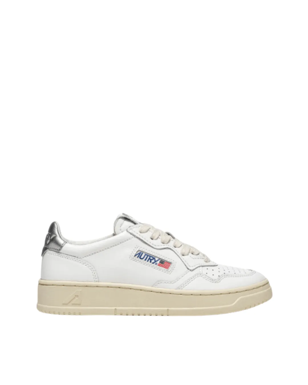 MEDALIST LOW SNEAKERS IN LEATHER WHITE AND SILVER