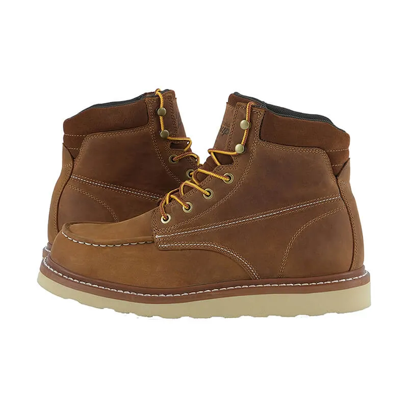Men's Lightweight Leather Work Boots - Goodyear Welted Comfortable Working Boots Soft Moc Toe Slip Resistant-6 inches