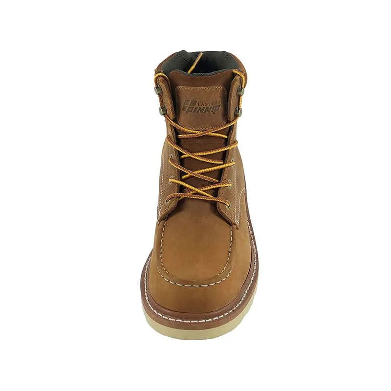Men's Lightweight Leather Work Boots - Goodyear Welted Comfortable Working Boots Soft Moc Toe Slip Resistant-6 inches