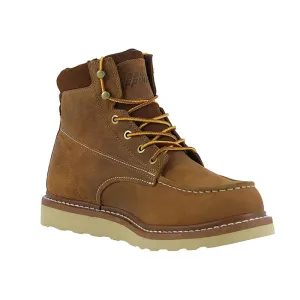 Men's Lightweight Leather Work Boots - Goodyear Welted Comfortable Working Boots Soft Moc Toe Slip Resistant-6 inches