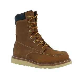 Men's Lightweight Leather Work Boots - Goodyear Welted Comfortable Working Boots Soft Moc Toe Slip Resistant-8 inches