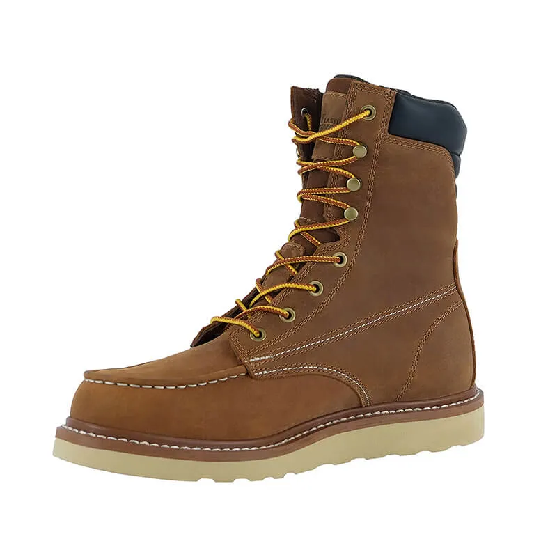 Men's Lightweight Leather Work Boots - Goodyear Welted Comfortable Working Boots Soft Moc Toe Slip Resistant-8 inches