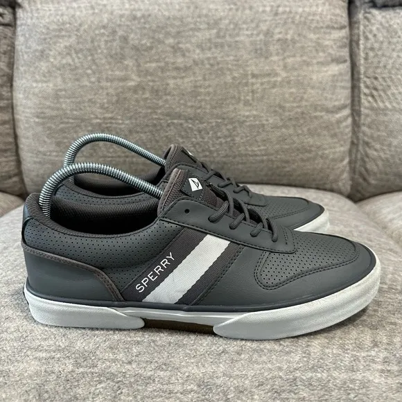 Men’s SPERRY Halyard Retro Lace Up Gray Sneakers Size 10.