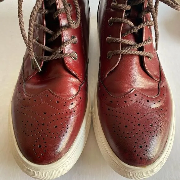 MEN’S Wingtip Lace Up Leather Boots Size 9- 9 1/2
