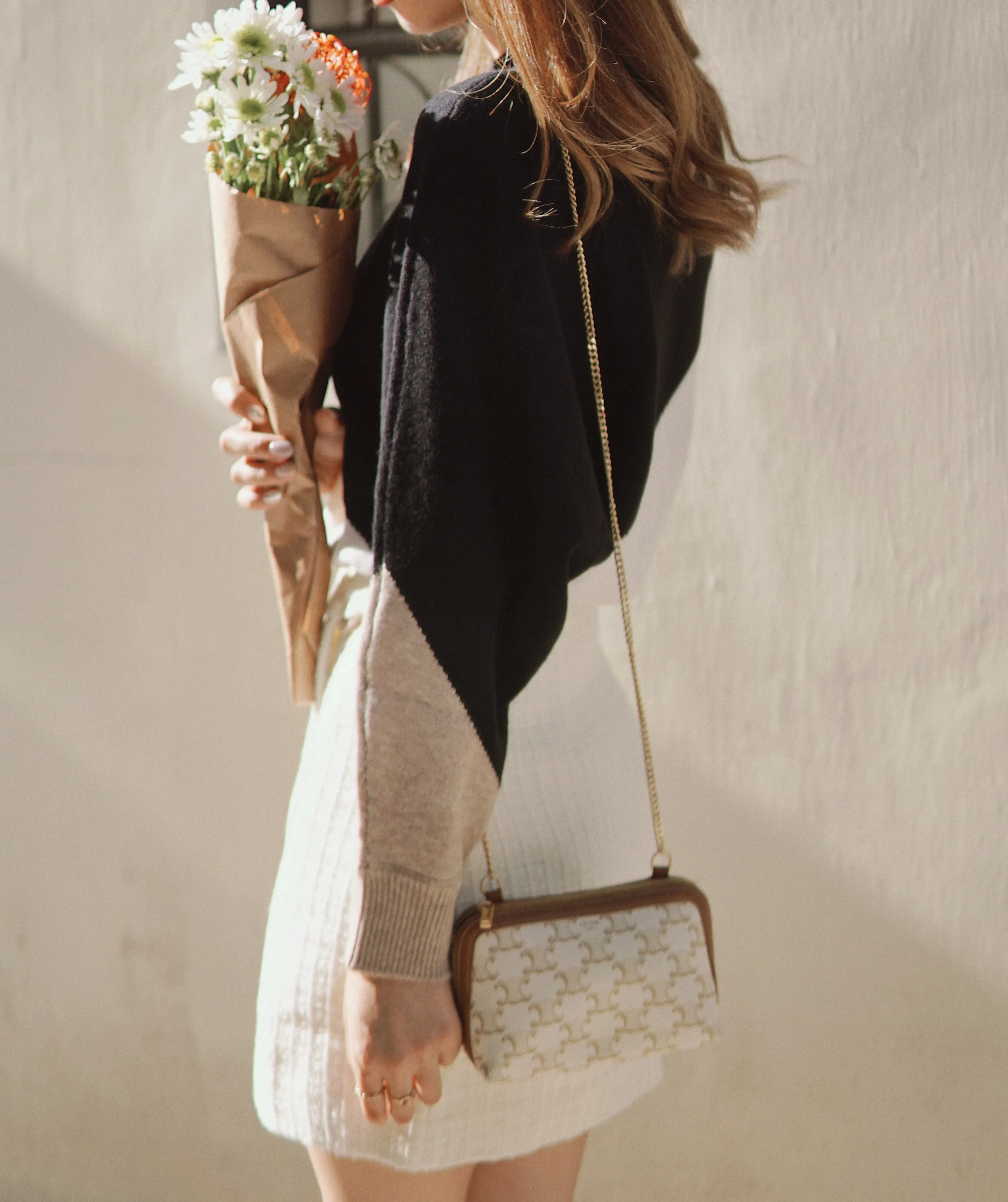 Meredith Wool Sweater - Black & White