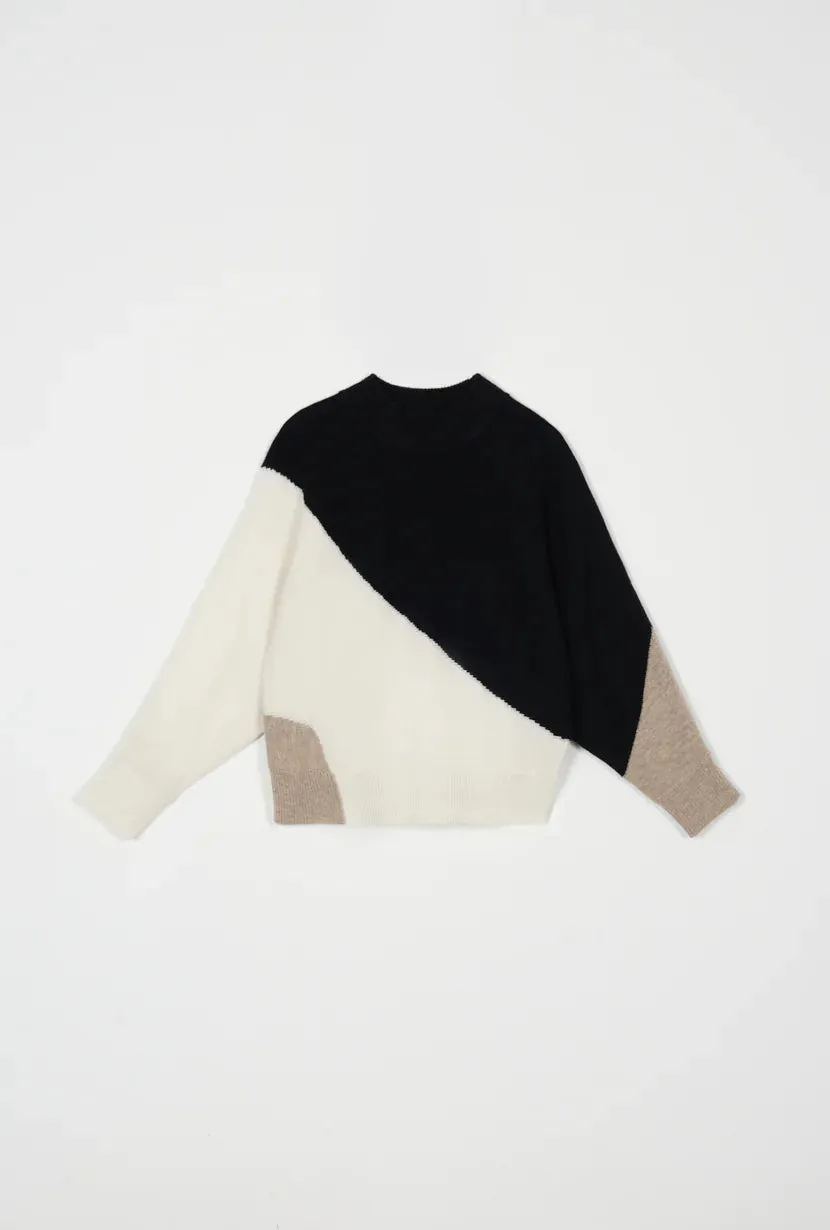 Meredith Wool Sweater - Black & White