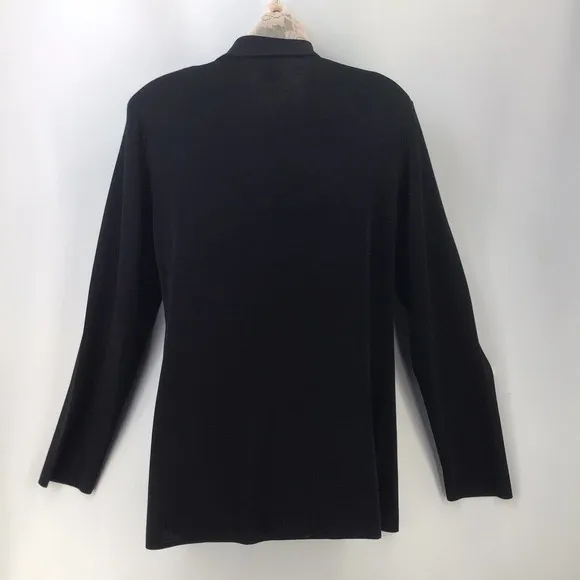 Misook Exclusively Small Button Front Cardigan Blue Black Colorblock Collared