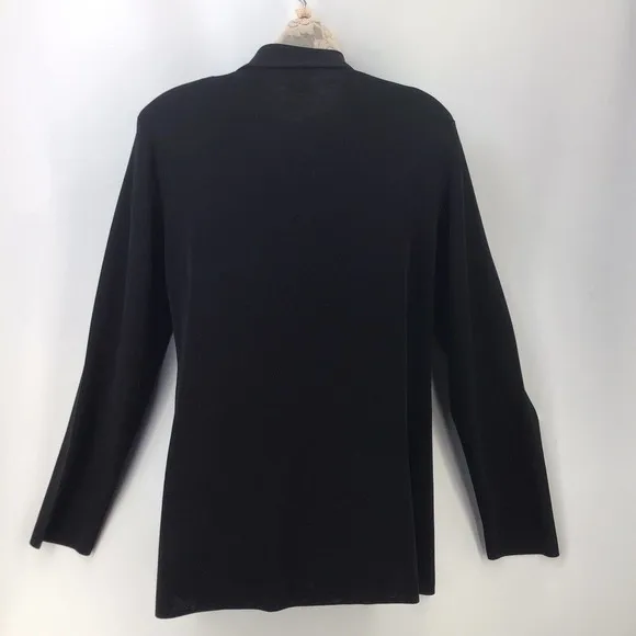 Misook Exclusively Small Button Front Cardigan Blue Black Colorblock Collared