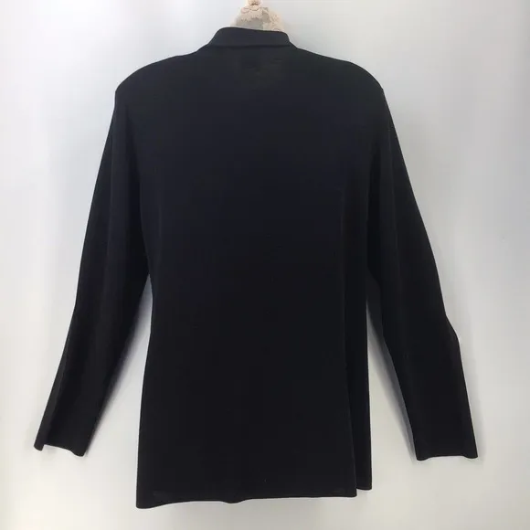 Misook Exclusively Small Button Front Cardigan Blue Black Colorblock Collared