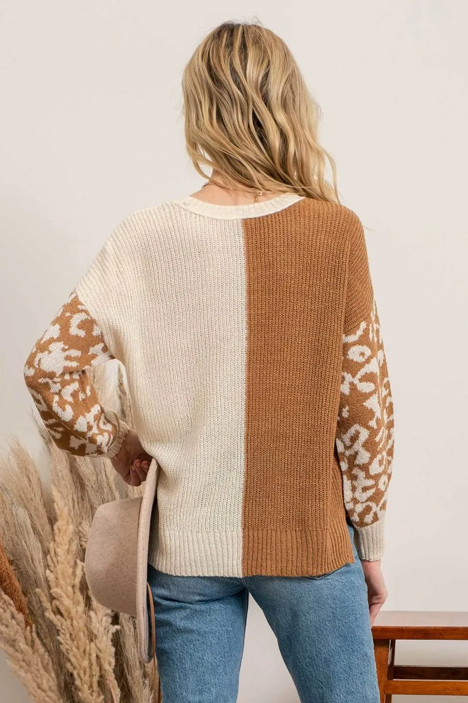 Mix It Up Leopard Colorblock Sweater-2 Colors Available