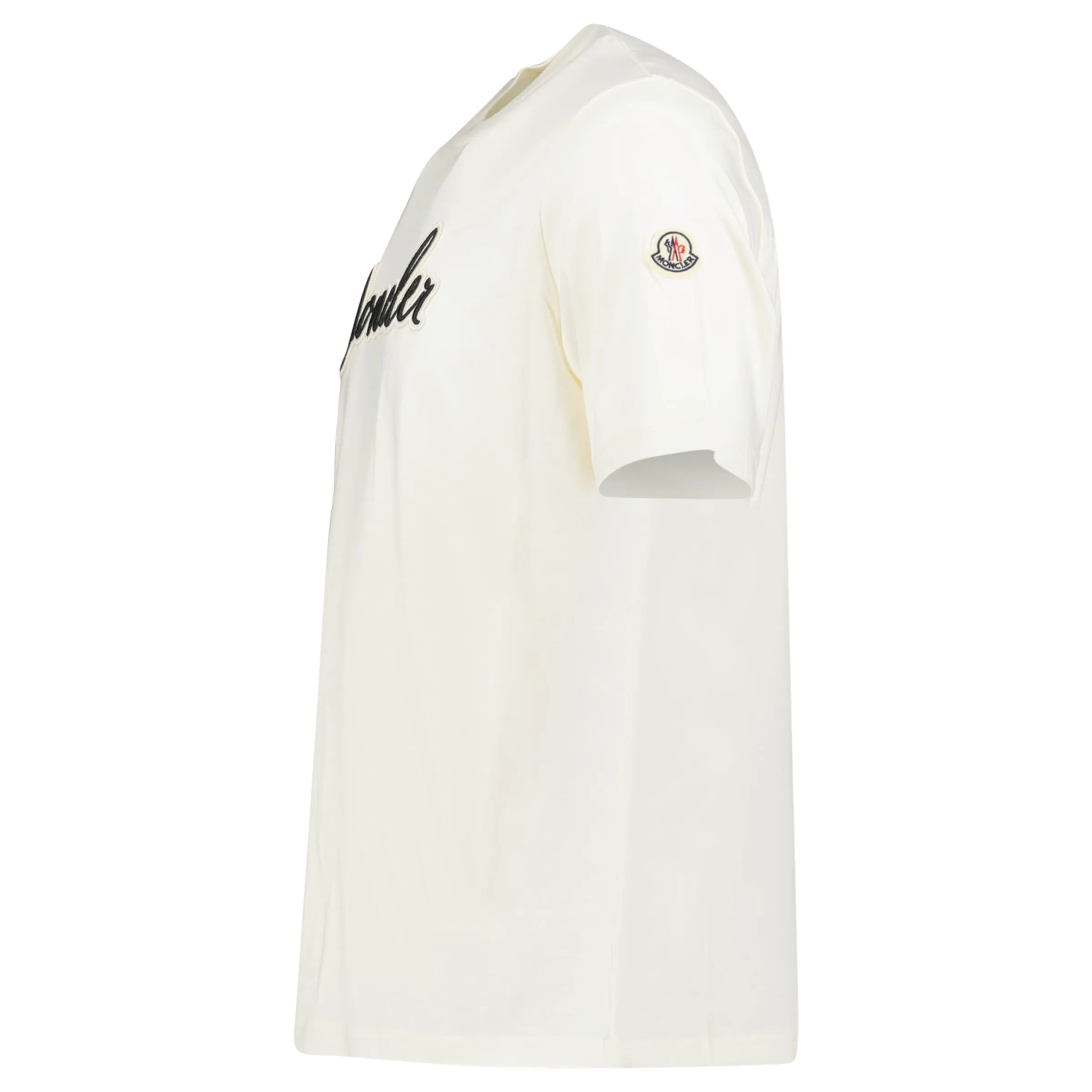 MONCLER EMBROIDERED VARSITY LOGO COTTON T-SHIRT WHITE/IVORY