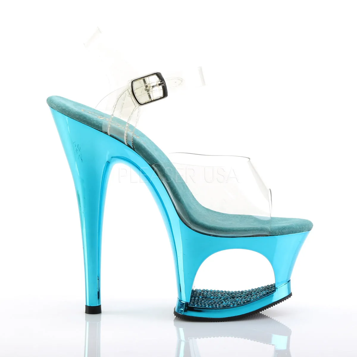 MOON-708DMCH  Clear/Turquoise Chrome