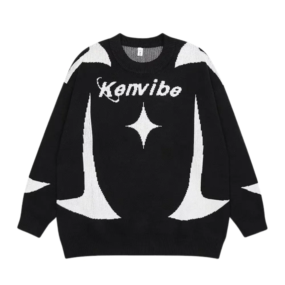 Motorcycle Colorblock Star Sweater