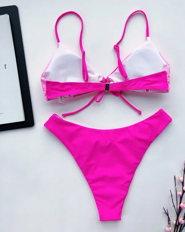 New ColoBlock Tie Front Bikini Sets