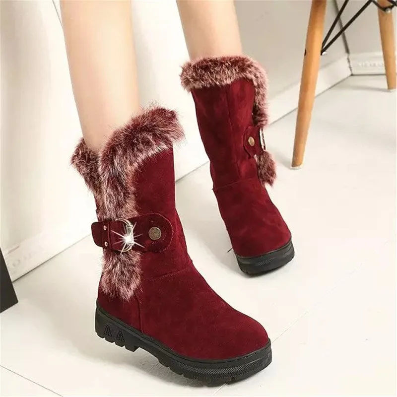 New Hot Women Boots Autumn Winter Flock Ladies Fashion Zipper Snow Boots