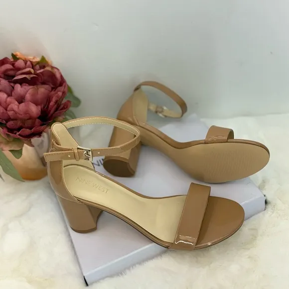 NEW NINE WEST PRUCE ANKLE STRAP BLOCK HEEL SANDALS