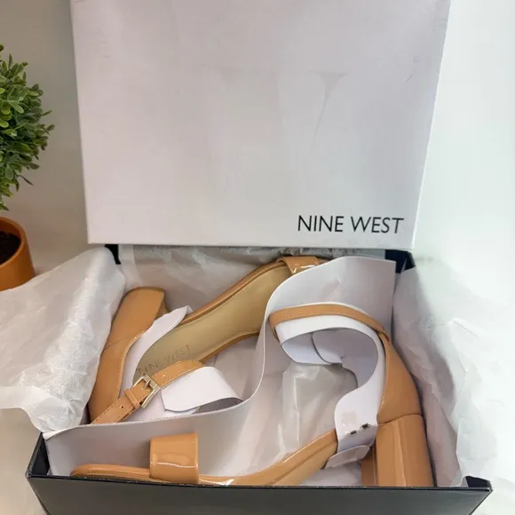 NEW NINE WEST PRUCE ANKLE STRAP BLOCK HEEL SANDALS