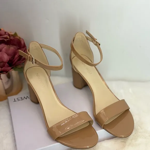 NEW NINE WEST PRUCE ANKLE STRAP BLOCK HEEL SANDALS