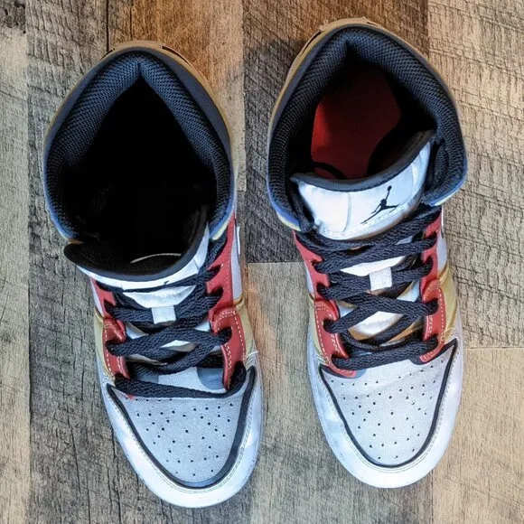 Nike Air Jordan 1 Mid SE GS Multi Color Canvas Shoes
