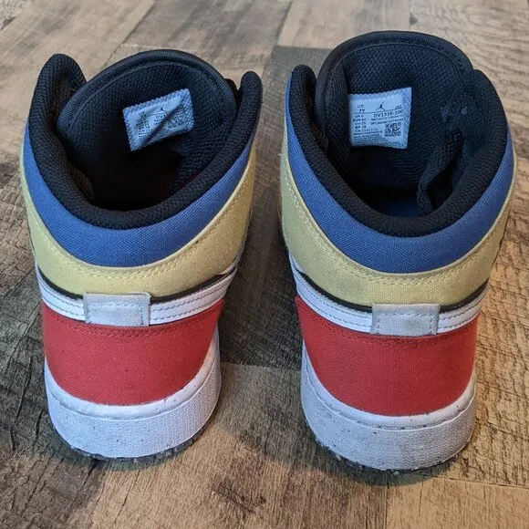 Nike Air Jordan 1 Mid SE GS Multi Color Canvas Shoes