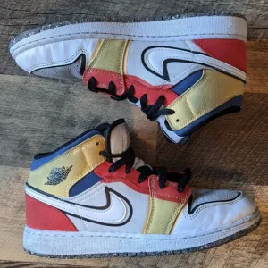 Nike Air Jordan 1 Mid SE GS Multi Color Canvas Shoes